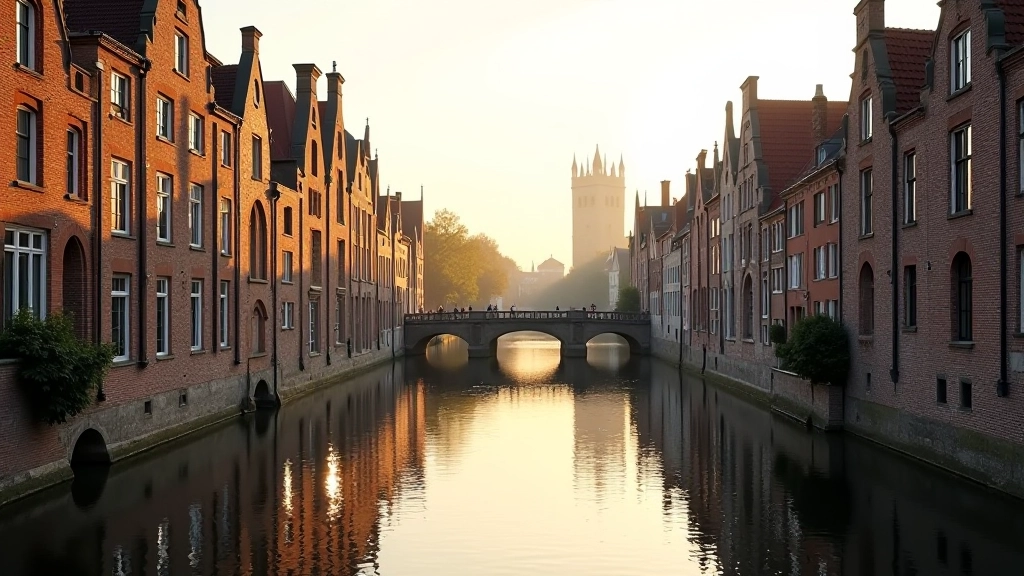 Brugse grachten met historische gebouwen en weerspiegeling in water