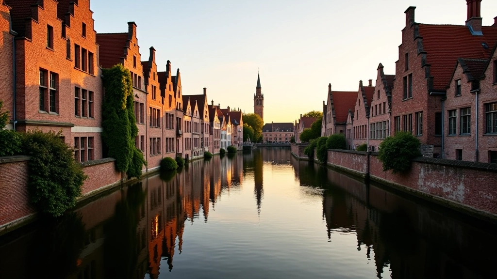 Prachtige grachten van Brugge met historische gebouwen weerspiegeld in het water