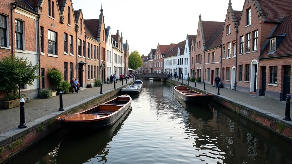 Historische kanalen van Brugge met boten en middeleeuwse gebouwen