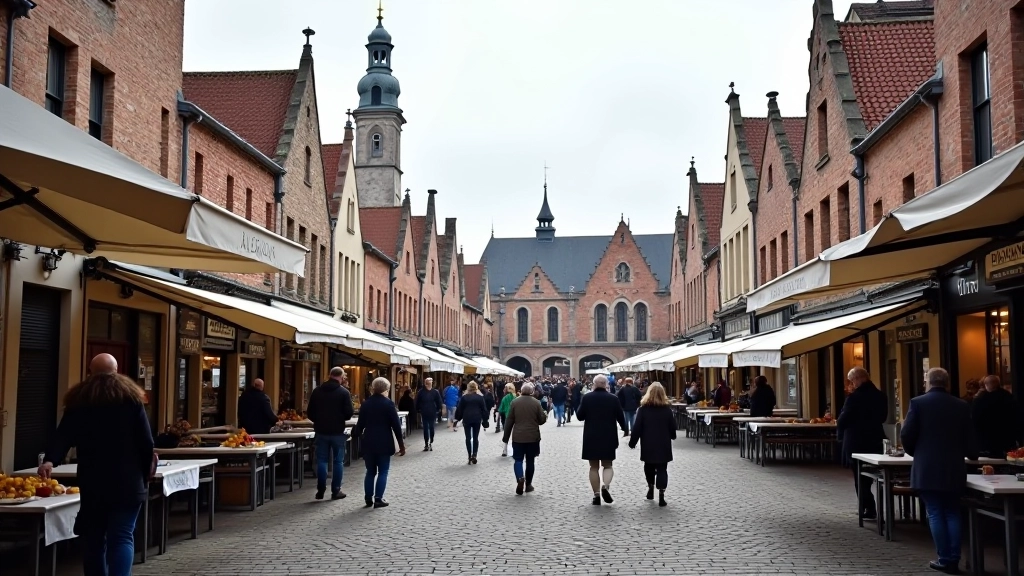 Marktplein in Brugge met historische gebouwen en toeristen